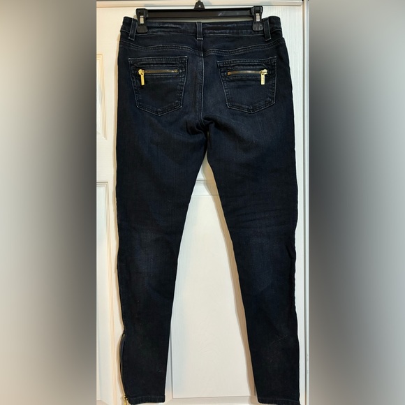 Michael Kors dark wash moto ankle jeans, size 4 - Picture 6 of 6